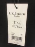 Brand New LK Bennett Black Tina Pleated Crepe Pencil Dress Size 12