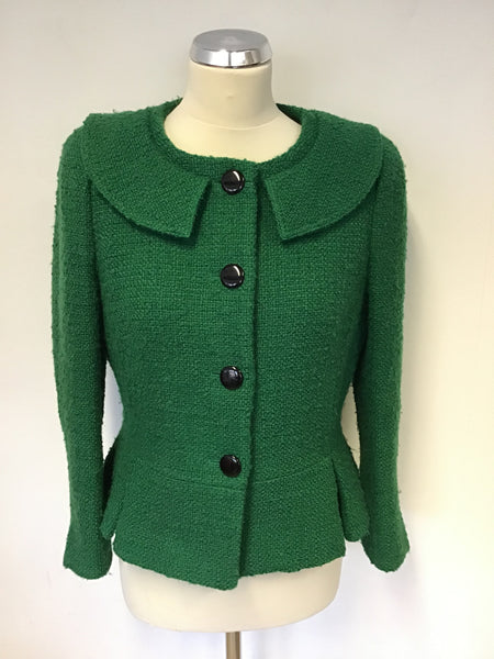 HOBBS EMERALD GREEN WOOL BLEND JACKET SIZE 12
