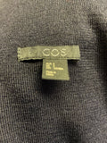 BRAND NEW COS NAVY BLUE 100% WOOL ASYMMETRIC ONE SHOULDER LONG JUMPER SIZE S
