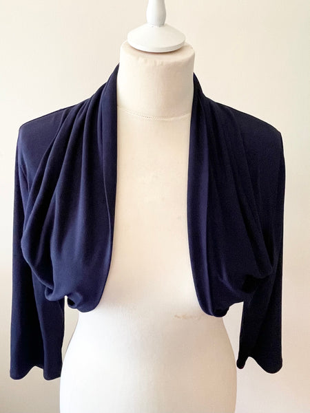 PHASE EIGHT NAVY BLUE 3/4 SLEEVE BOLERO/ SHRUG SIZE 16