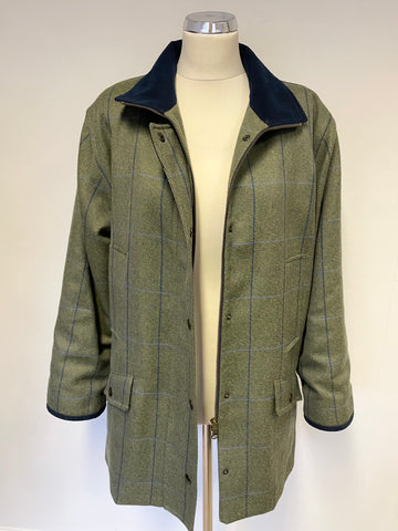COUSINS OF CHELTENHAM GREEN & BLUE CHECK PURE NEW WOOL COUNTRY JACKET SIZE M