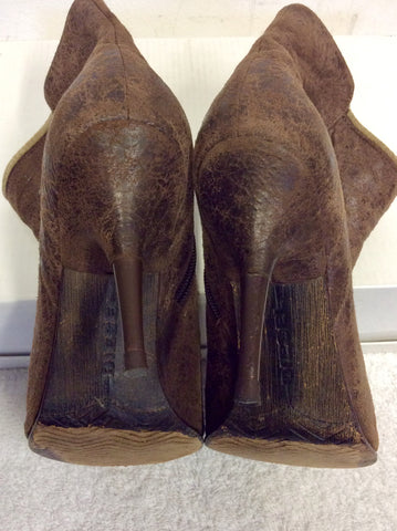 DIESEL BROWN LEATHER STILETTO HEEL ANKLE BOOTS SIZE 4/37