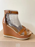 BRAND NEW UGG EZRAH TAN LEATHER WEDGE HEEL SANDALS SIZE 5/38