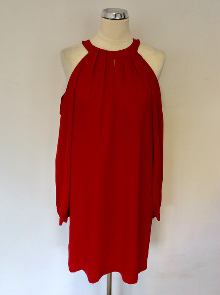 BCBGMAXAZRIA RED COLD SHOULDER SPECIAL OCCASION DRESS SIZE S