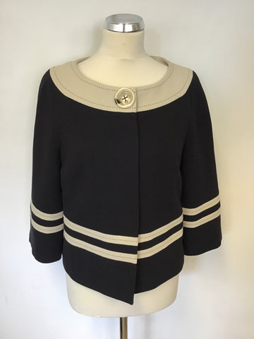 MARKS & SPENCER BLACK & BEIGE TRIM JACKET SIZE 12