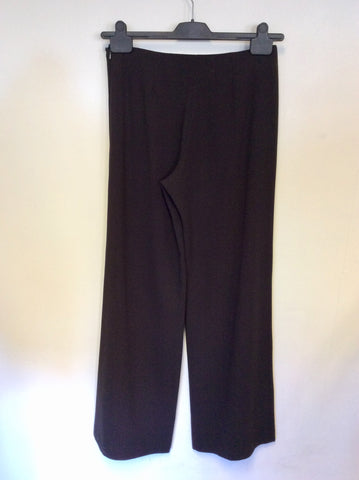 HOBBS DARK BROWN WOOL ZIP UP JACKET & TROUSER SUIT SIZE 10