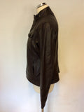 MNG DARK BROWN SOFT LEATHER ZIP UP JACKET SIZE XL UK 14/16