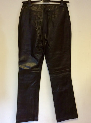 COTTON TRADERS BLACK LEATHER TROUSERS SIZE 12
