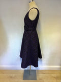 PHASE EIGHT PURPLE & BLACK PRINT SPECIAL OCCASION DRESS SIZE 12