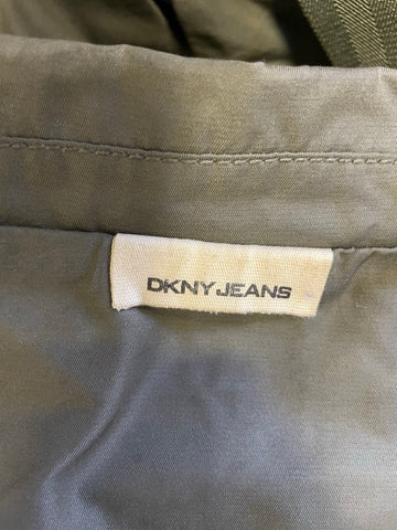 DKNY JEANS KHAKI UNLINED FIT & FLARE BELTED COAT SIZE S