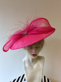 BRAND NEW NIGEL RAYMENT HOT PINK BOW & FEATHER TRIM HATINATOR