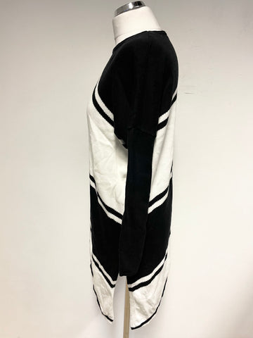 MARBLE BLACK & WHITE COTTON KNIT ASYMMETRIC JUMPER SIZE M