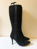 LK BENNETT BLACK SUEDE KNEE LENGTH BOOTS SIZE 5/38