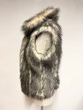MARCCAIN SPORTS CREAM & BLACK FAUX FUR SLEEVELESS GILET SIZE 2 UK 10/12
