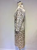BRAND NEW GINA BACCONI IVORY & BEIGE PRINT DRESS & BOLERO JACKET SIZE 12