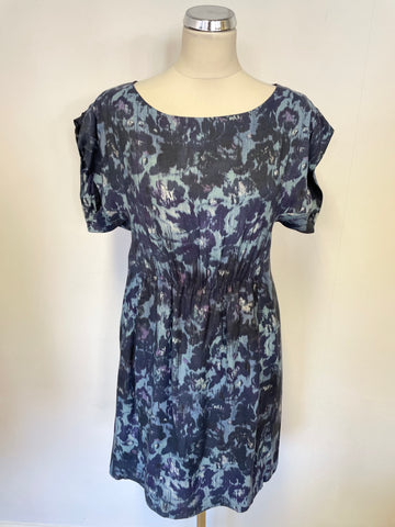 JIGSAW BLUE PRINT CAP SLEEVE SHIFT DRESS SIZE 12