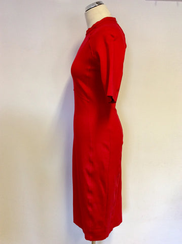 MARKS & SPENCER RED SHORT SLEEVE PENCIL DRESS SIZE 10