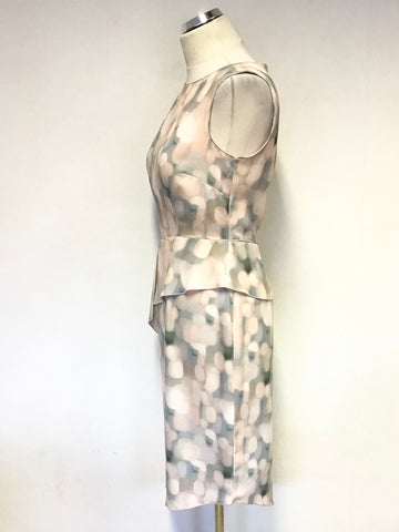 BRAND NEW PHASE EIGHT PASTEL PINK ,BLUE & GREY HUES SLEEVELESS PENCIL DRESS SIZE 10