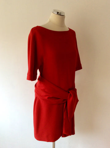 WHISTLES RED SHORT SLEEVE TIE FRONT DRESS SIZE 12