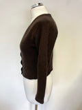 BRORA DARK BROWN 100% CASHMERE V NECK CARDIGAN SIZE 8/10