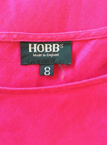 HOBBS RASPBERRY PINK SLEEVELESS LINEN DRESS SIZE 8