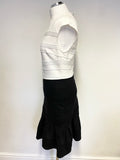 BRAND NEW TED BAKER BLACK & WHITE STRETCH FLARED SKIRT DETAIL DRESS SIZE 3 UK 12/14