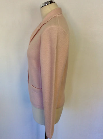 HOBBS PALE PINK MERINO WOOL V NECK CARDIGAN/ JACKET SIZE 12