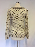 LK BENNETT CREAM & BLACK SPOT WOOL JUMPER SIZE M