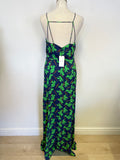 BRAND NEW WHISTLES BLUE & GREEN NOA GRAPHIC CLOVER MAXI DRESS SIZE 14