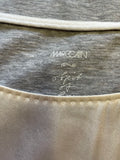 MARCCAIN GREY WITH SILK FRONT CRANE PRINT CAP SLEEVE TOP SIZE 2 UK 10/12