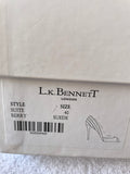 LK BENNETT SUITE BERRY SUEDE & SATIN PEEP TOE SPECIAL OCCASION HEELS SIZE 7/40