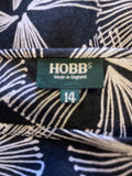 HOBBS BLACK & WHITE LINEN A LINE MIDI SKIRT SIZE 14