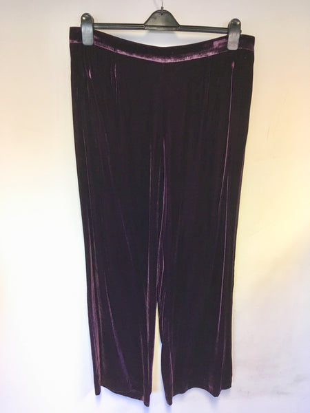 BRAND NEW SPIRITO DI ARTIGIANO PLUM VELVET WIDE LEG TROUSERS SIZE 20