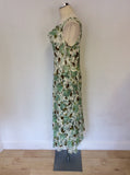 COUNTRY CASUALS GREEN & BROWN FLORAL PRINT SILK DRESS SIZE 14