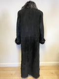 JAEGER BLACK SHEEPSKIN FUR LINED FULL LENGTH COAT SIZE 14