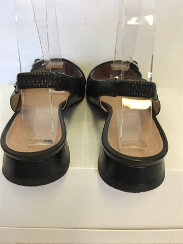 WHISTLES FAIRFAX BLACK LEATHER BUCKLE TRIM SLINGBACK FLATS SIZE 5/38