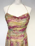 Mandolin Multicoloured Silk Print Halterneck Dress Size 12