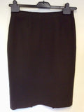 HOBBS DARK BROWN WOOL PENCIL SKIRT & JACKET SUIT SIZE 10