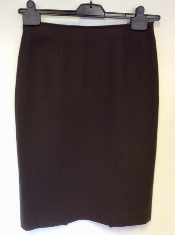 HOBBS DARK BROWN WOOL PENCIL SKIRT & JACKET SUIT SIZE 10