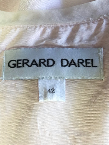 GERARD DAREL PALE PINK LINEN SLEEVELESS SHIFT DRESS SIZE 42 UK 16