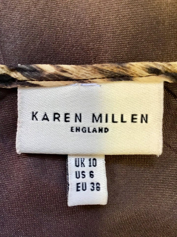 KAREN MILLEN BROWN LEOPARD PRINT SILK DRESS SIZE 10