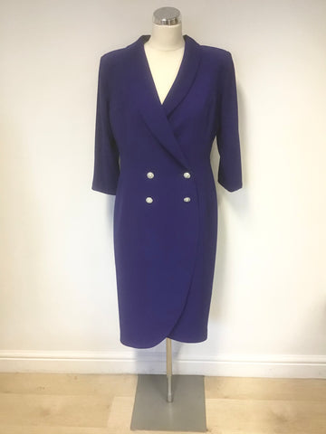 BRAND NEW NATALYIA COUTURE ROYAL BLUE 3/4 SLEEVE COAT STYLE SAMANTHA DRESS SIZE 16