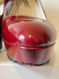 LK BENNETT ANDIE DARK RED PATENT LEATHER PLATFORM SOLE HEELS SIZE 7/40