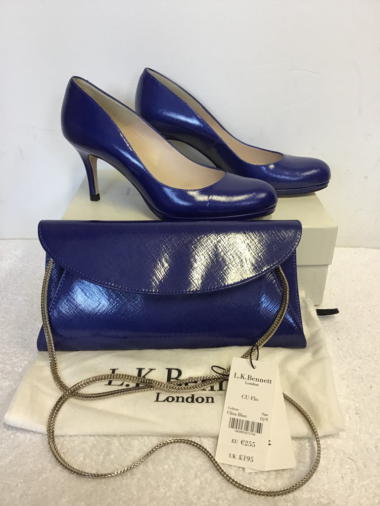 BRAND NEW LK BENNETT SYBILA UKTRA BLUE SAFFIANO PATENT HEELS MATCHIN Whispers Dress Agency