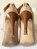 KAREN MILLEN CAMEL LEATHER PEEP TOE SHOE BOOTS SIZE 5/38