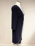 JOSEPH RIBKOFF NAVY BLUE & SILVER STUD TRIM DETAIL SPECIAL OCCASION DRESS SIZE 16