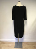HOBBS BLACK SHORT SLEEVE PENCIL DRESS SIZE 12