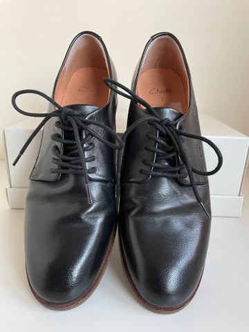 CLARKS BLACK LEATHER LACE UP SHOES SIZE 7/40