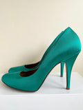 HOBBS KINGFISHER GREEN SILK BLEND HEELS SIZE 5.5/38.5 & BRAND NEW MATCHING BAG