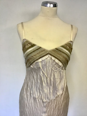 KAREN MILLEN BEIGE CRINKLE STYLE DRESS SIZE 10
